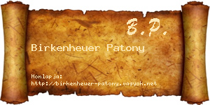 Birkenheuer Patony névjegykártya